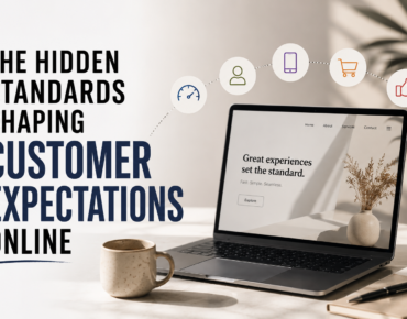 Modern editorial hero image featuring a laptop displaying a business website, illustrating how digital experiences shape customer expectations online.